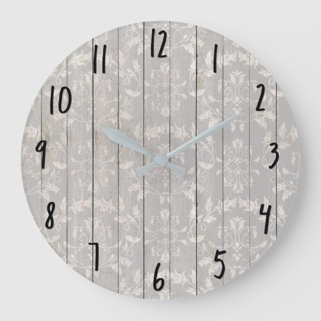 Reloj Redondo Grande Decorativo de madera blanco elegante lamentable (Anverso)