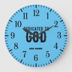 RELOJ REDONDO GRANDE DEDICADO A DIOS PERSONALIZABLE AZUL GUAY TEXTO NEG