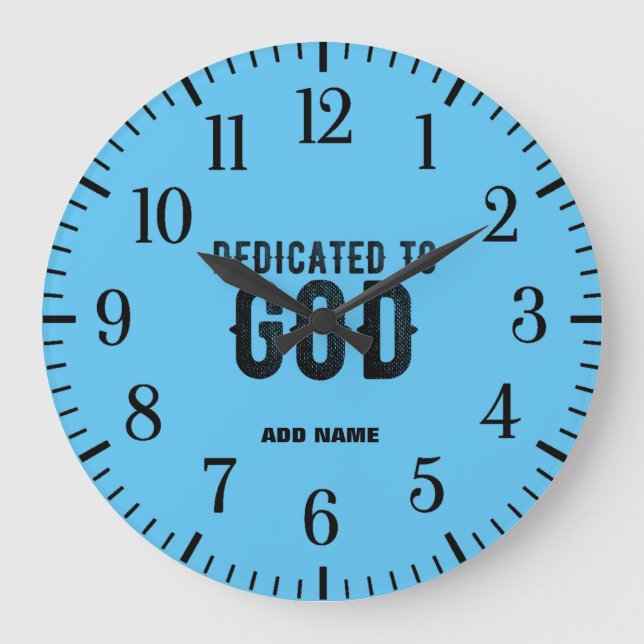 RELOJ REDONDO GRANDE DEDICADO A DIOS PERSONALIZABLE AZUL GUAY TEXTO NEG (Anverso)