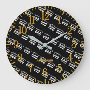 RELOJ REDONDO GRANDE DEDICADO A DIOS PERSONALIZABLE GUAY TEXTO BLANCO