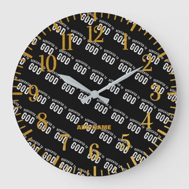RELOJ REDONDO GRANDE DEDICADO A DIOS PERSONALIZABLE GUAY TEXTO BLANCO (Anverso)