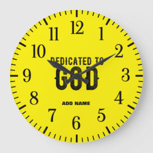 RELOJ REDONDO GRANDE DEDICADO A DIOS PERSONALIZADO AMARILLO GUAY TEXTO 