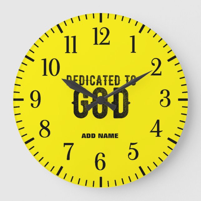 RELOJ REDONDO GRANDE DEDICADO A DIOS PERSONALIZADO AMARILLO GUAY TEXTO  (Anverso)