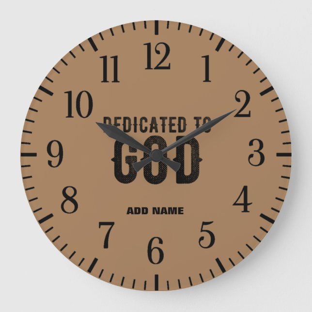 RELOJ REDONDO GRANDE DEDICADO AL TEXTO NEGRO DEL PERSONALIZADO DE DIOS  (Anverso)