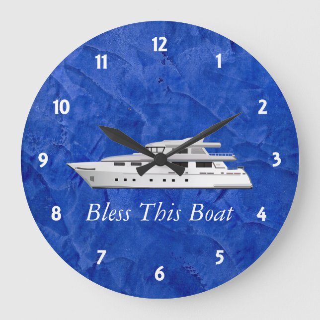 Reloj Redondo Grande Deep Blue Bendito Este Barco (Anverso)