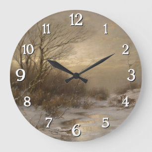Reloj Redondo Grande Deer en un paisaje invernal - Désiré Thomassin