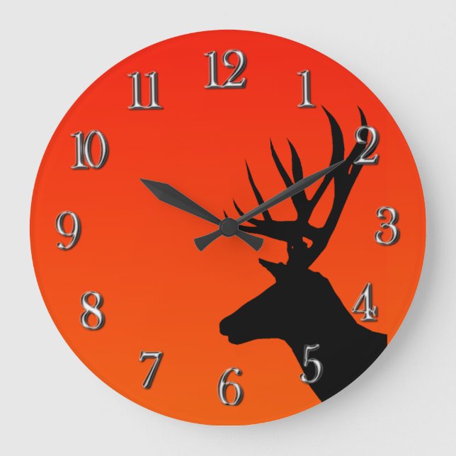 Reloj Redondo Grande Deer Silhouette in the Sunset (Anverso)