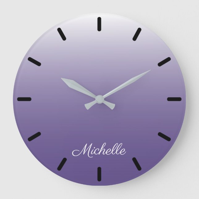 Reloj Redondo Grande Degradado oscuro ultravioleta personalizado (Anverso)