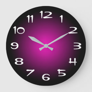 Reloj Redondo Grande Degradado radial de negro, púrpura y rosa caliente