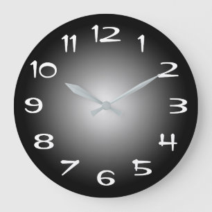 Reloj Redondo Grande Degradado radial gris y negro blanco