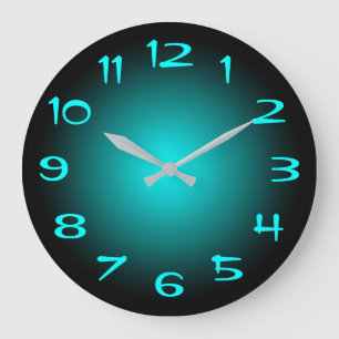 Reloj Redondo Grande Degradado Radial Negro y Acuático