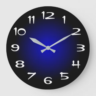 Reloj Redondo Grande Degradado radial negro y azul medio