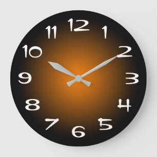 Reloj Redondo Grande Degradado radial negro y naranja