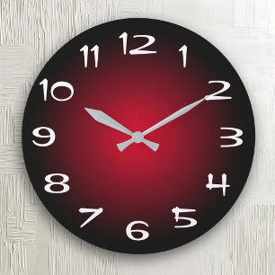Reloj Redondo Grande Degradado radial negro y rojo