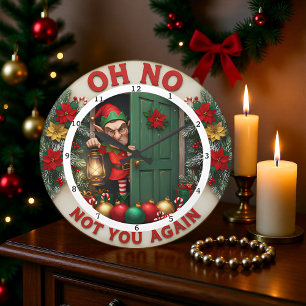 Reloj Redondo Grande Deja que nieve Felices Fiestas