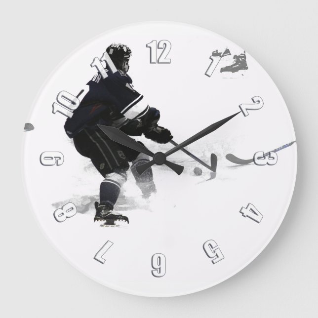 Reloj Redondo Grande Deke - Jugador de hockey (Anverso)