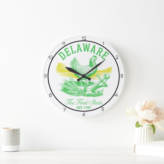 Reloj Redondo Grande Delaware Primer Estado (Hogar)