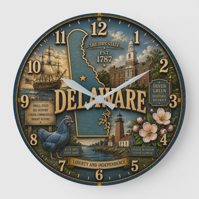 Reloj Redondo Grande Delaware State Heritage  (Anverso)