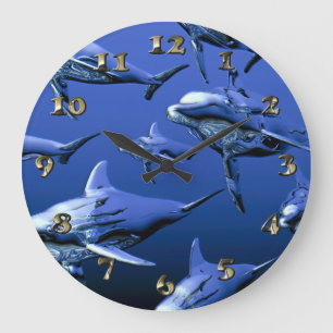 Reloj Redondo Grande Delfín azul