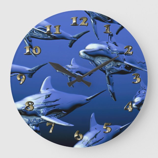 Reloj Redondo Grande Delfín azul (Anverso)