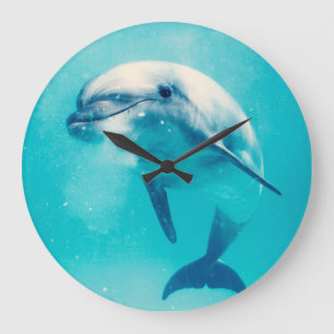 Reloj Redondo Grande Delfín de Bottlenosed subacuático