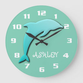Reloj Redondo Grande Delfín Monograma Azul Aqua Genial