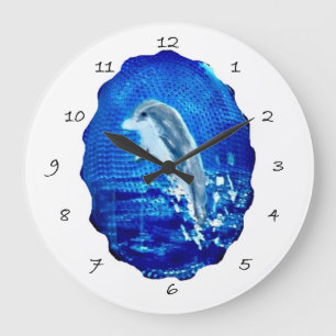 Reloj Redondo Grande Delfín saltando animal marino