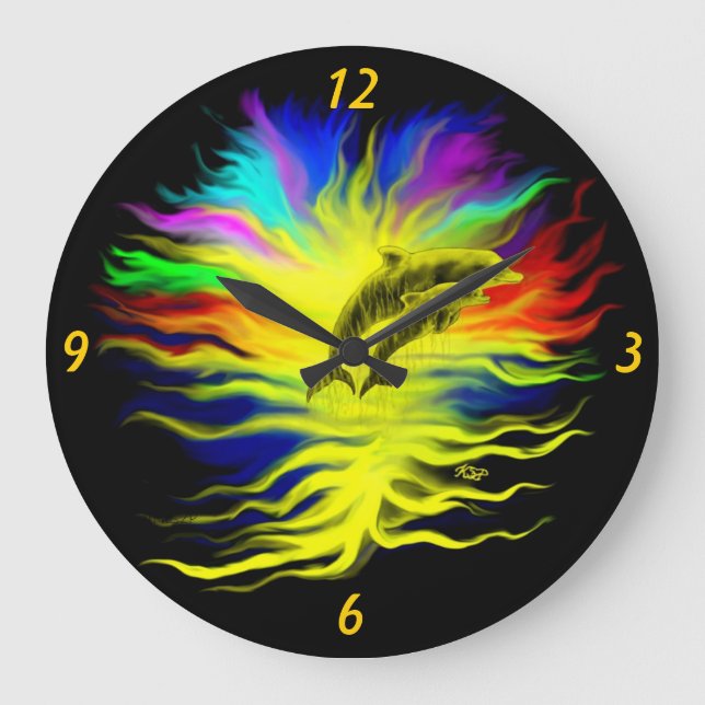 Reloj Redondo Grande Delfines al sol (Anverso)