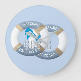 Reloj Redondo Grande Delfines Costeros Azules