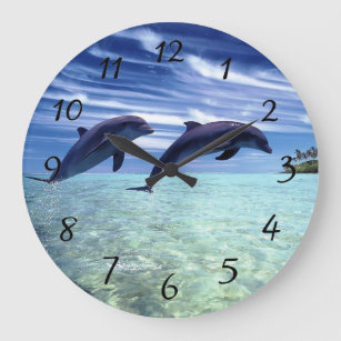 Reloj Redondo Grande Delfines en estado salvaje