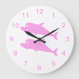 Reloj Redondo Grande Delfínes rosados