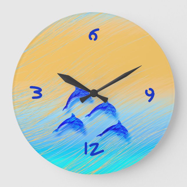 Reloj Redondo Grande delfines saltando - reloj grande (Anverso)