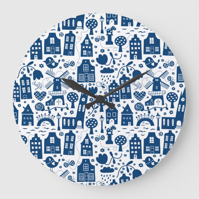 Reloj Redondo Grande Delft Blue (Anverso)