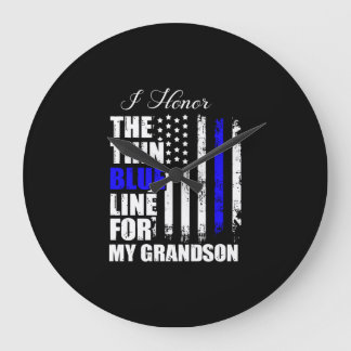 Reloj Redondo Grande Delgada Línea Azul Pabellón De La Policía En El Az