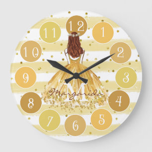 Reloj Redondo Grande Delicada acuarela Ballerina Monograma Reloj grande