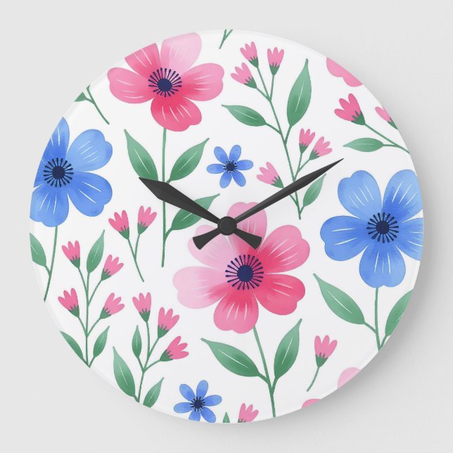 Reloj Redondo Grande Delicia de Flor de Rosa (Anverso)