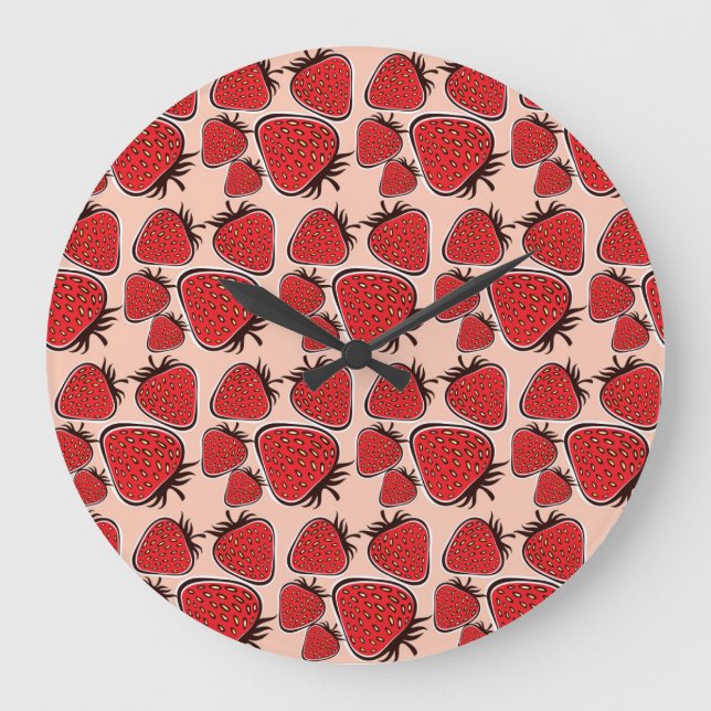 Reloj Redondo Grande Delicia de fresa: Encanto del patrón de cosecha. (Anverso)