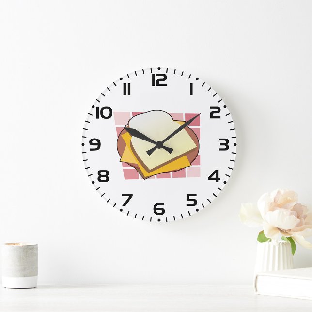 Reloj Redondo Grande Delicioso sandwich de queso y comida divertida (Subido por el creador)