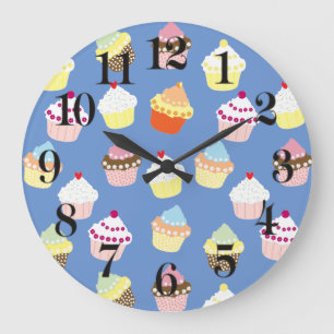 Reloj Redondo Grande Deliciosos Cupcakes de Cumpleaños Decorados