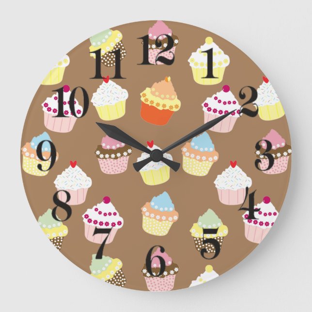 Reloj Redondo Grande Deliciosos pasteles de cumpleaños decorados (Anverso)