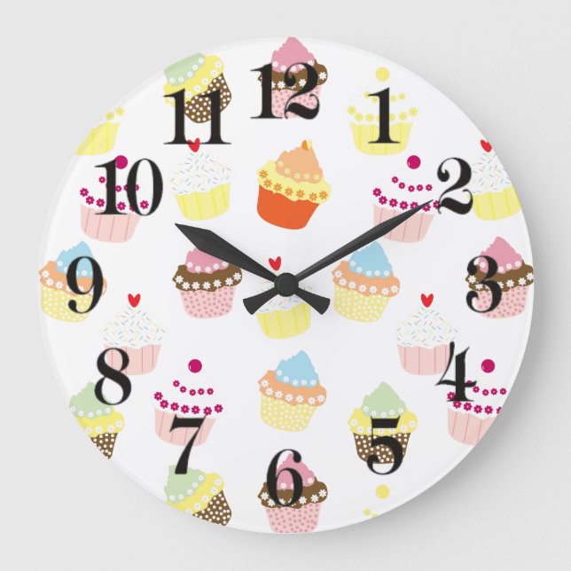 Reloj Redondo Grande Deliciosos pasteles de cumpleaños decorados (Anverso)