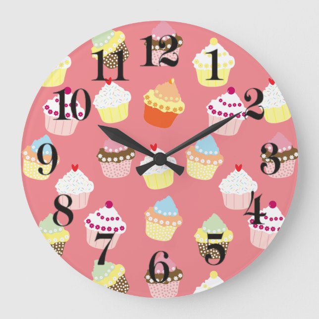 Reloj Redondo Grande Deliciosos pasteles de cumpleaños decorados (Anverso)