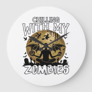 Reloj Redondo Grande Demonio Alado Luna Tumba Zombies Escalofriantes Ha