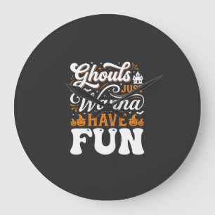 Reloj Redondo Grande Demonios de Halloween Solo Quieren Divertirse Dise