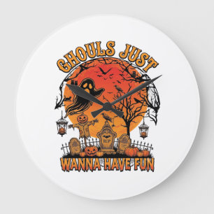 Reloj Redondo Grande Demonios Solo Quieren Divertirse Halloween Cemente