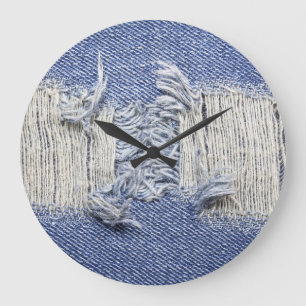 Reloj Redondo Grande Denim azul roto: textura de jeans.
