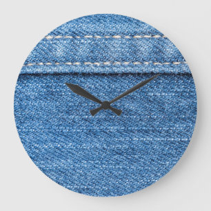 Reloj Redondo Grande Denim Blue: Textura clásica de jeans.