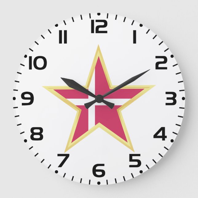 Reloj Redondo Grande Denmark National Flag Star Shape (Anverso)