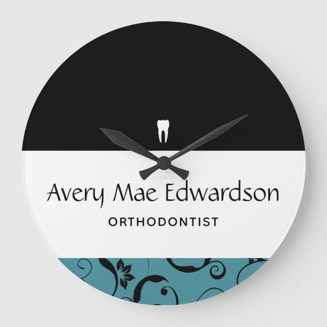 Reloj Redondo Grande Dental Office Staff Pro Damask (Anverso)