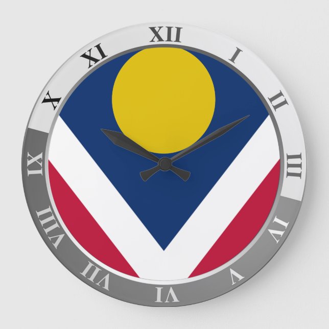 Reloj Redondo Grande Denver flag Large Clock (Anverso)